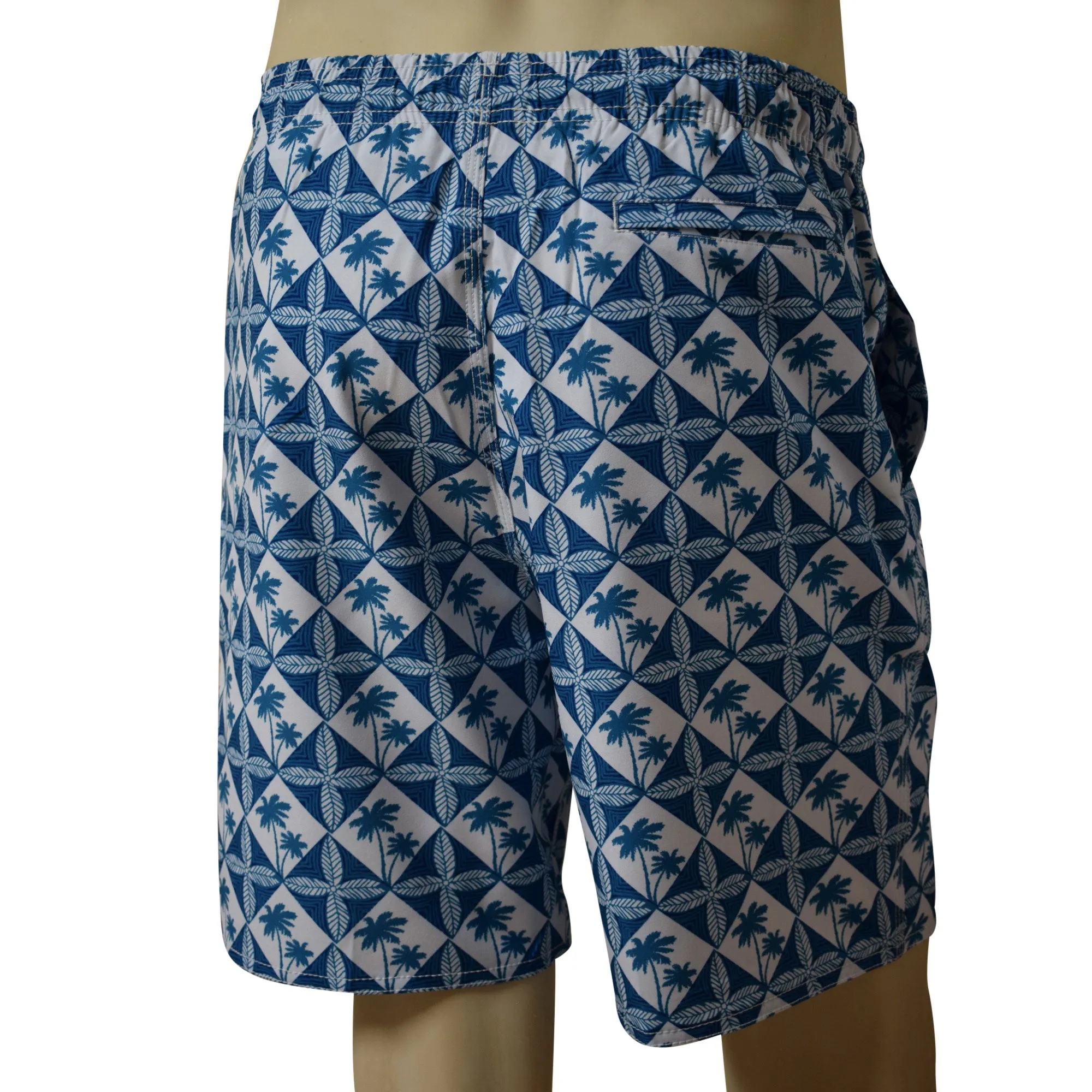 Palm Tree Motif Men's Elastic Shorts with Pockets, Quick Dry Board Shorts, Beach Shorts, Swim Trunks, Sportwear