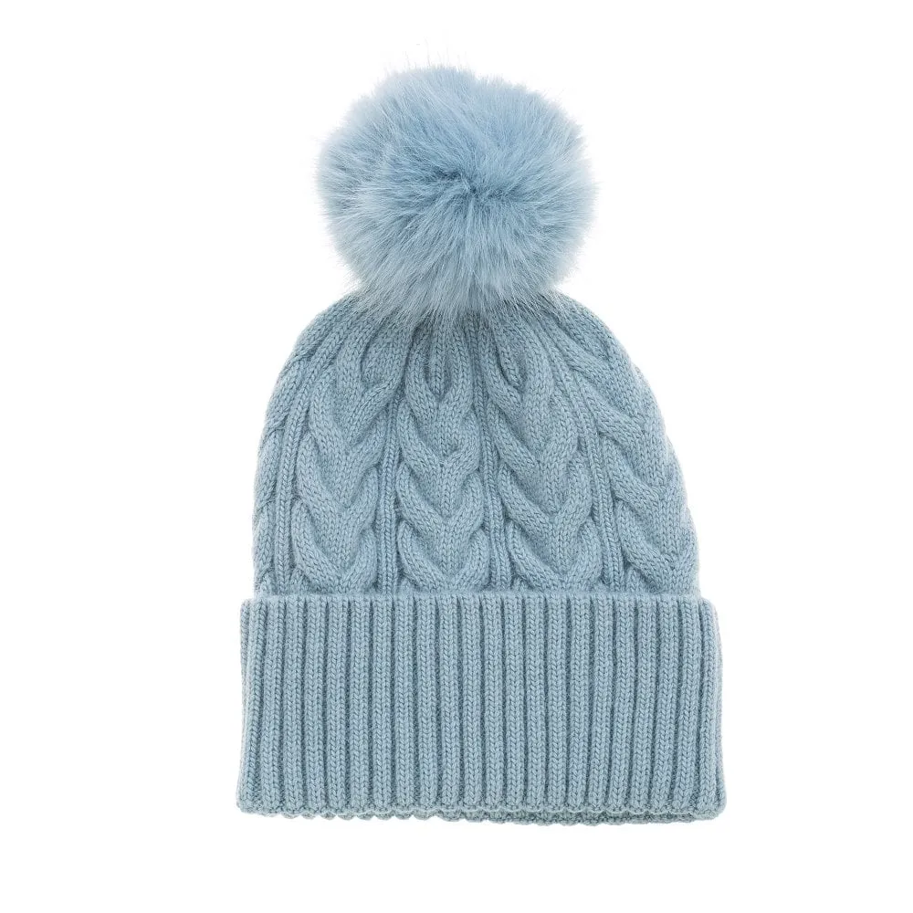 Park Lane Pompom Hat Ice Blue