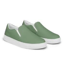 Parsley Green Women's Slip Ons, Solid Pastel Green Color Modern Minimalist Women’s Slip-On Canvas Shoes (US Size: 5-12)