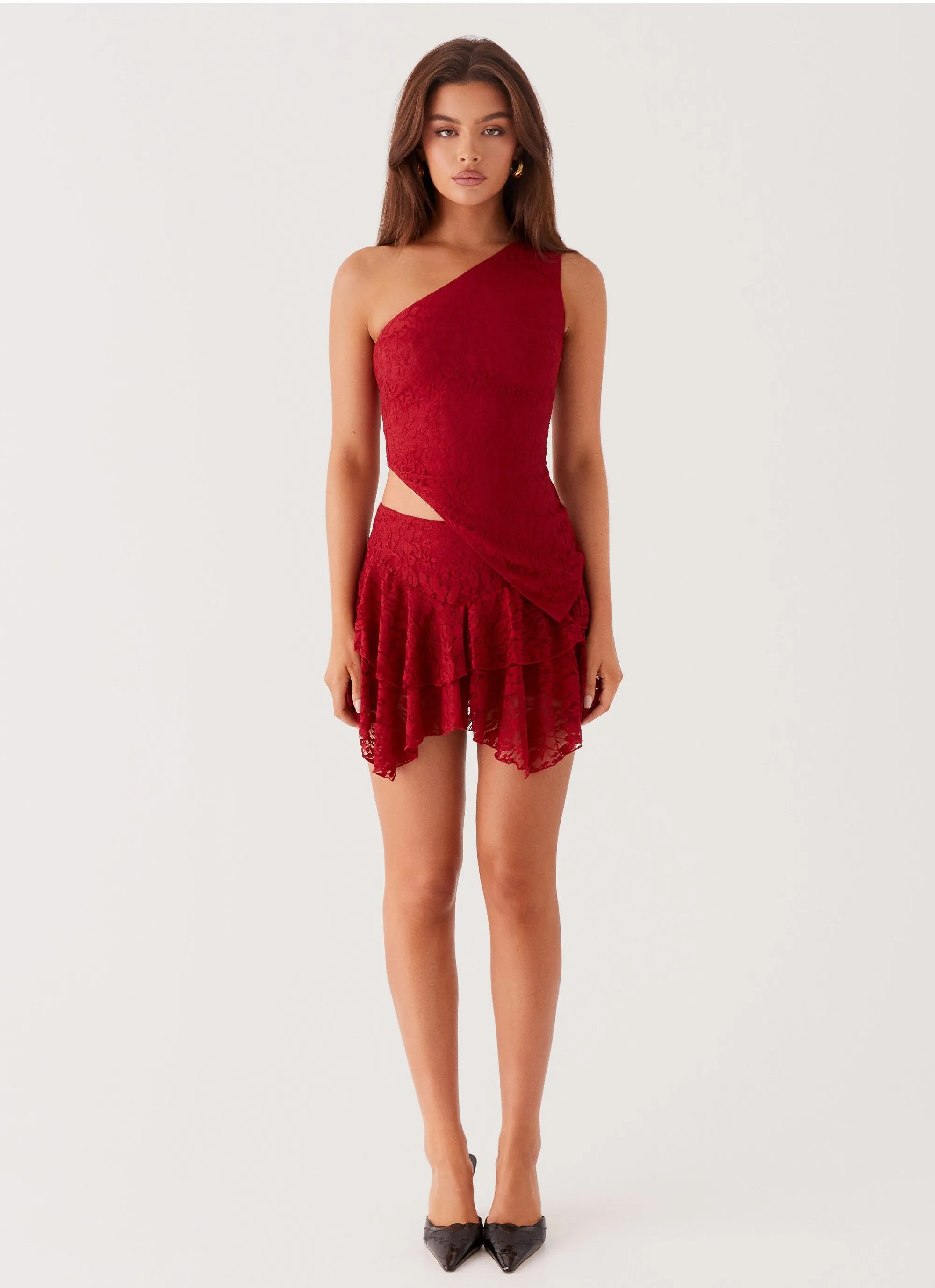 Party All Night Frill Mini Skirt - Maroon