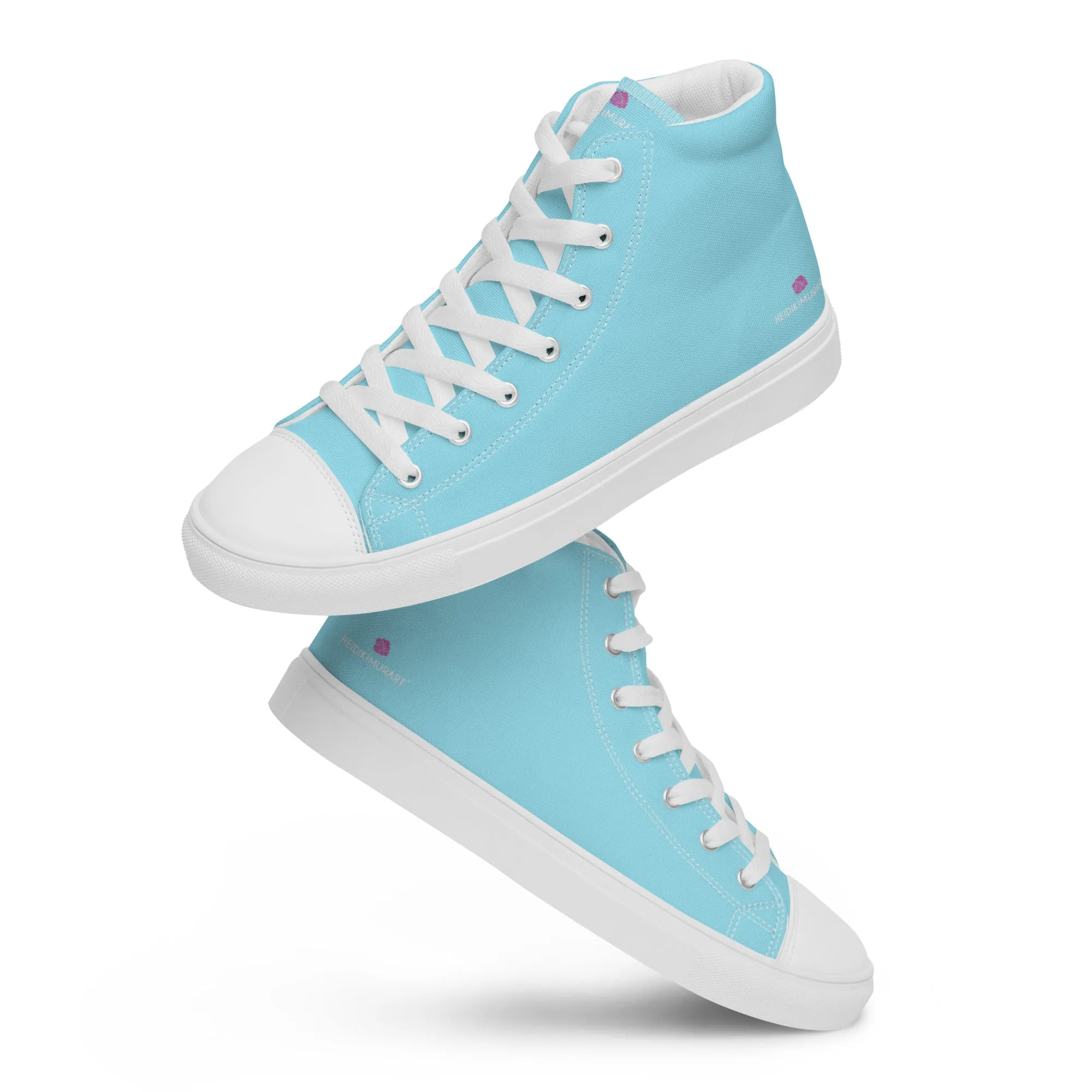 Pastel Blue Men's High Tops, Solid Color Men’s high top canvas shoes