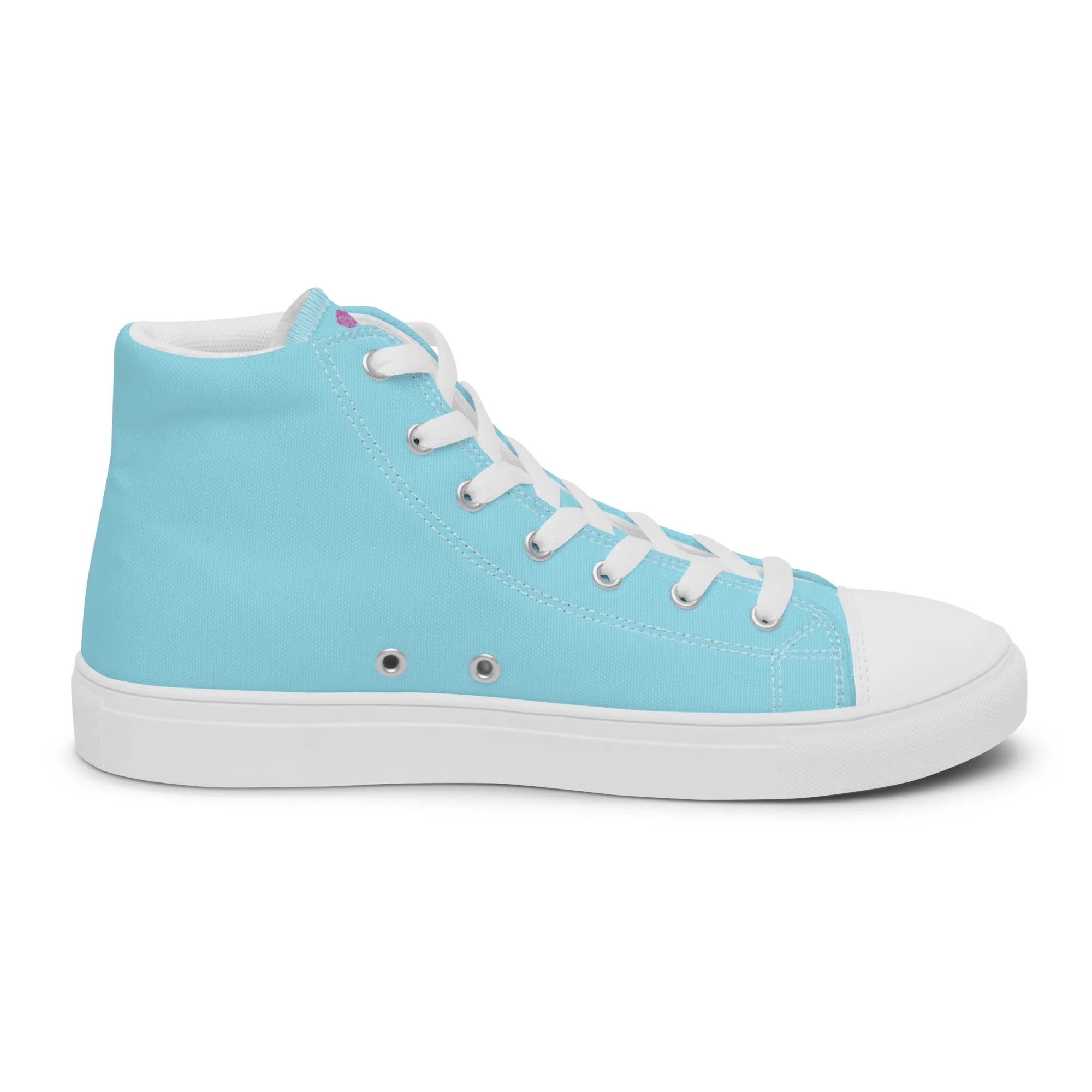 Pastel Blue Men's High Tops, Solid Color Men’s high top canvas shoes