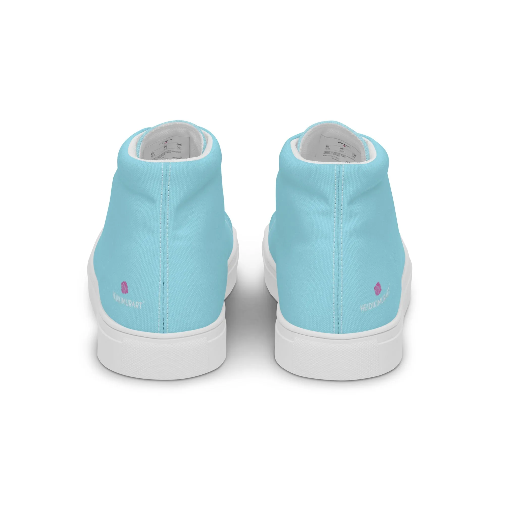 Pastel Blue Men's High Tops, Solid Color Men’s high top canvas shoes