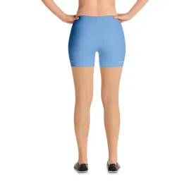 Pastel Blue Women's Shorts, Light Blue Solid Color Premium Short Tights-Made in USA/EU/MX