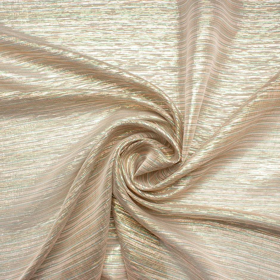 Pastel Coloured Striped Metallic Silk Lamé