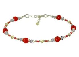 Pastel Ruby Jade Gemstone Beaded Anklet