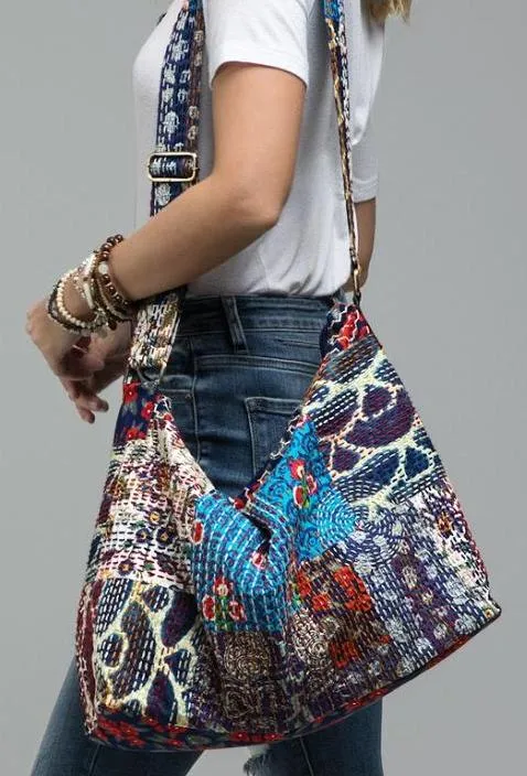 Patchwork boho chic large shoulder bag / Shoulder bag / duffel bag