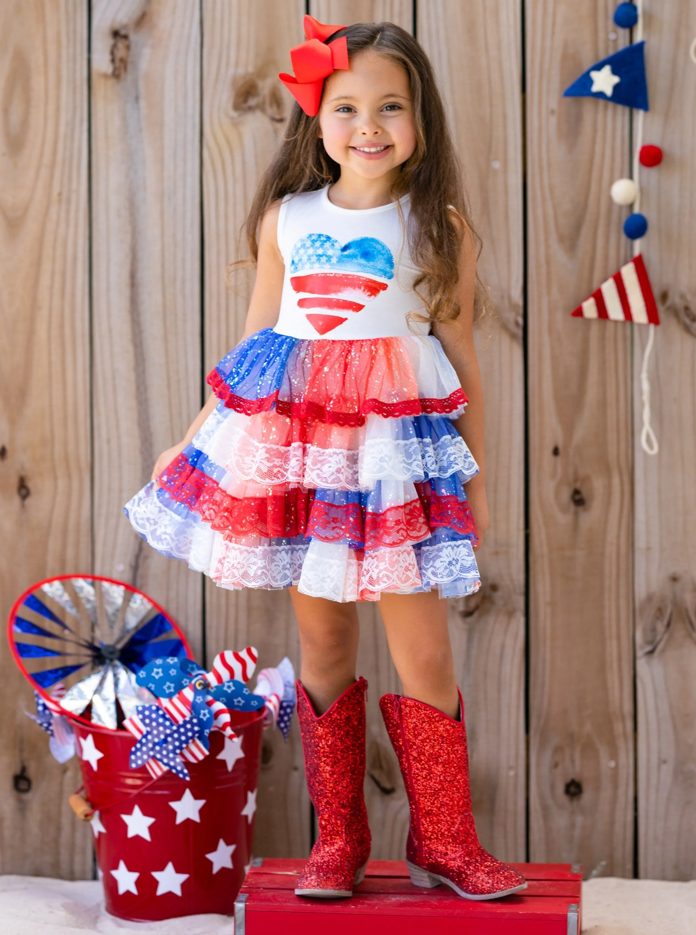 Patriotic Lace-Tiered Tutu Dress