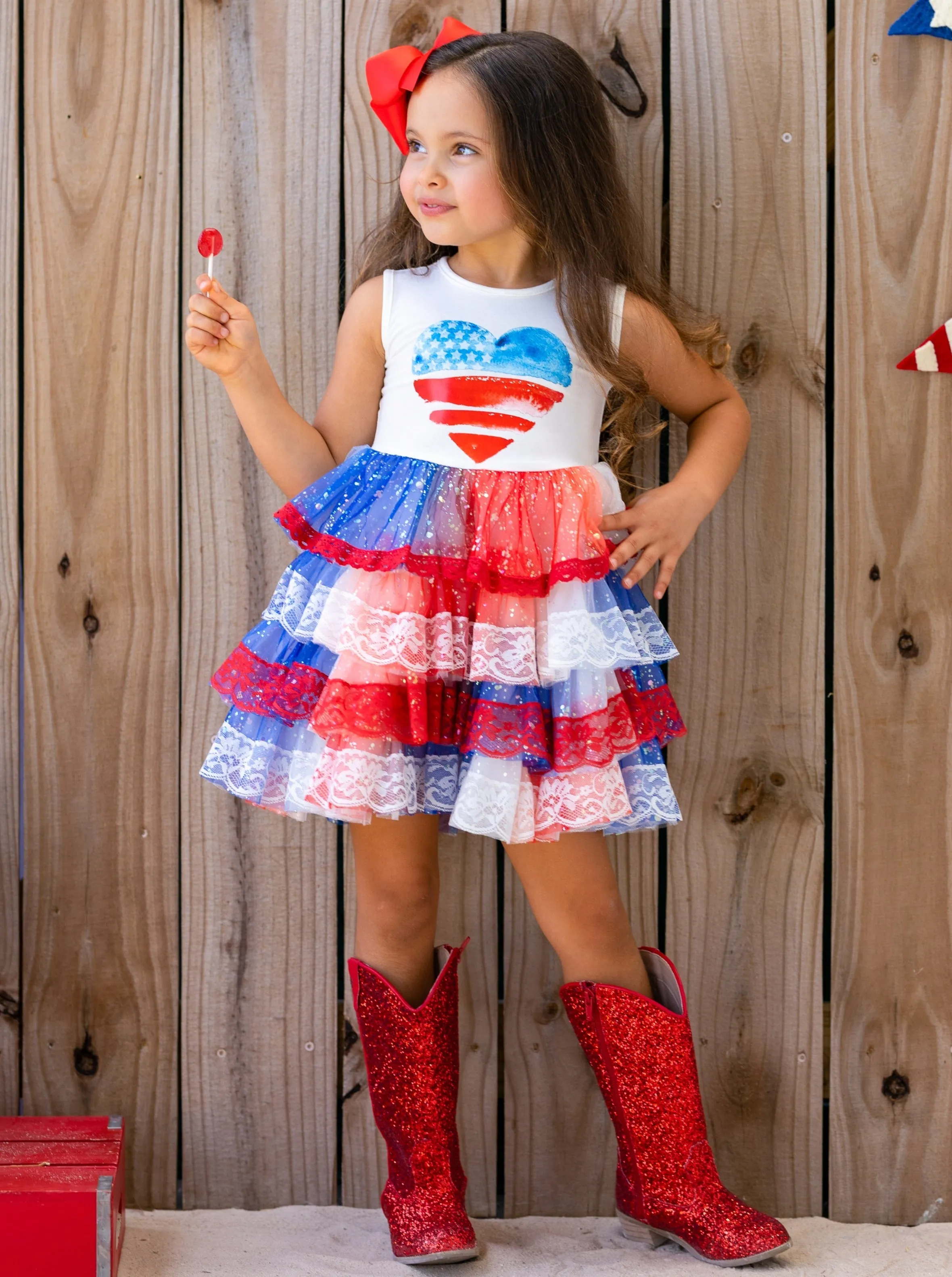 Patriotic Lace-Tiered Tutu Dress