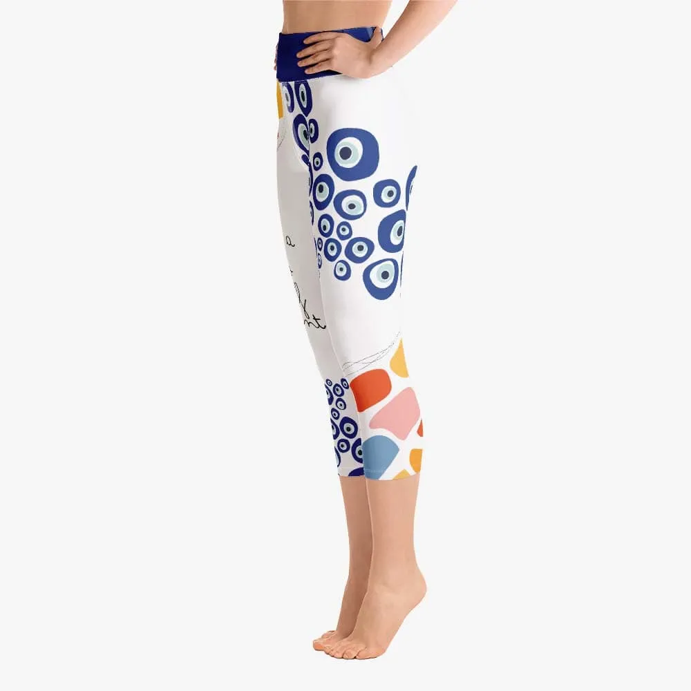 Patterned Capris "Eyes On Me" White/Blue