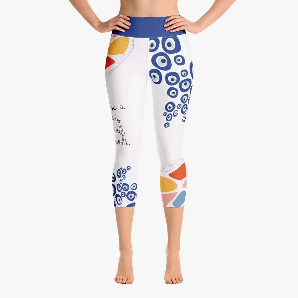 Patterned Capris "Eyes On Me" White/Blue