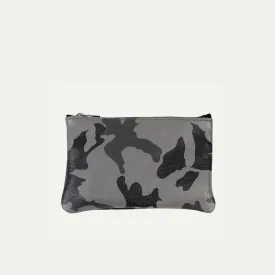 Pauly Pouch Organizer | Grey Camo Leather   Silver Hardware