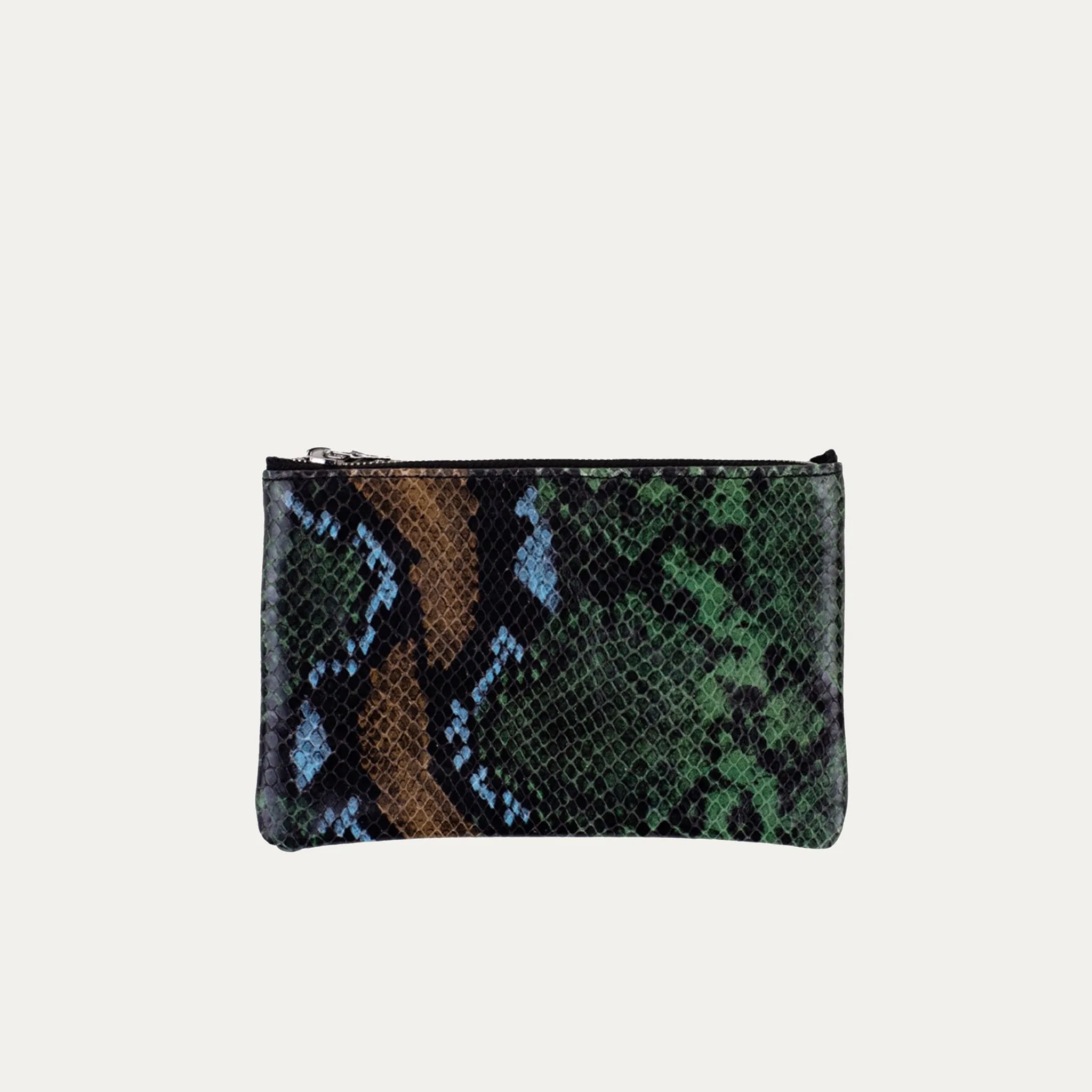 Pauly Pouch Organizer | Rainbow Snake Print Leather   Silver Hardware