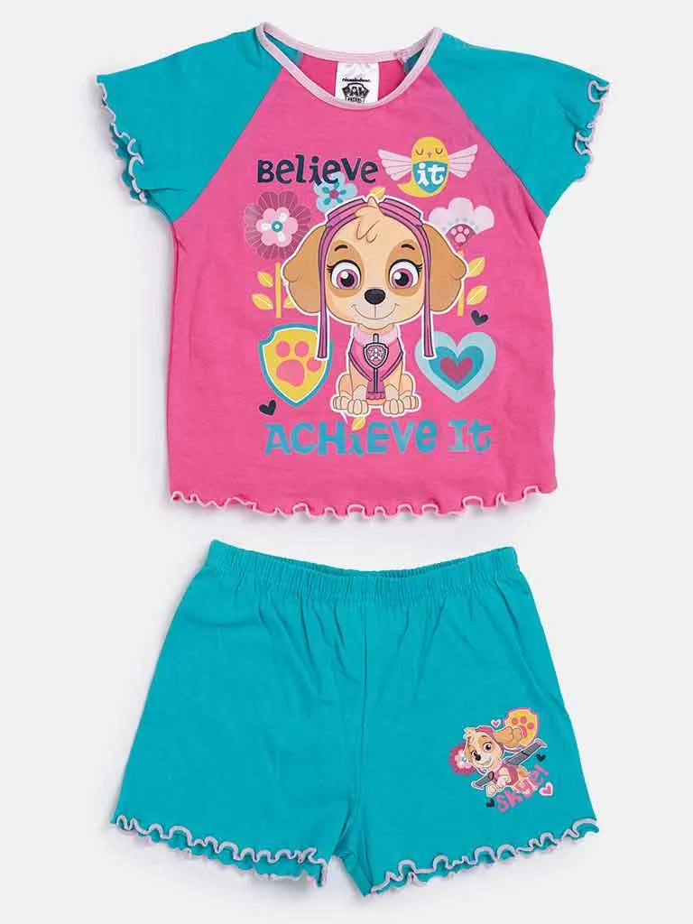 Paw Patrol Skye Baby Girl Short Pyjama Set-Pink & Blue Mint