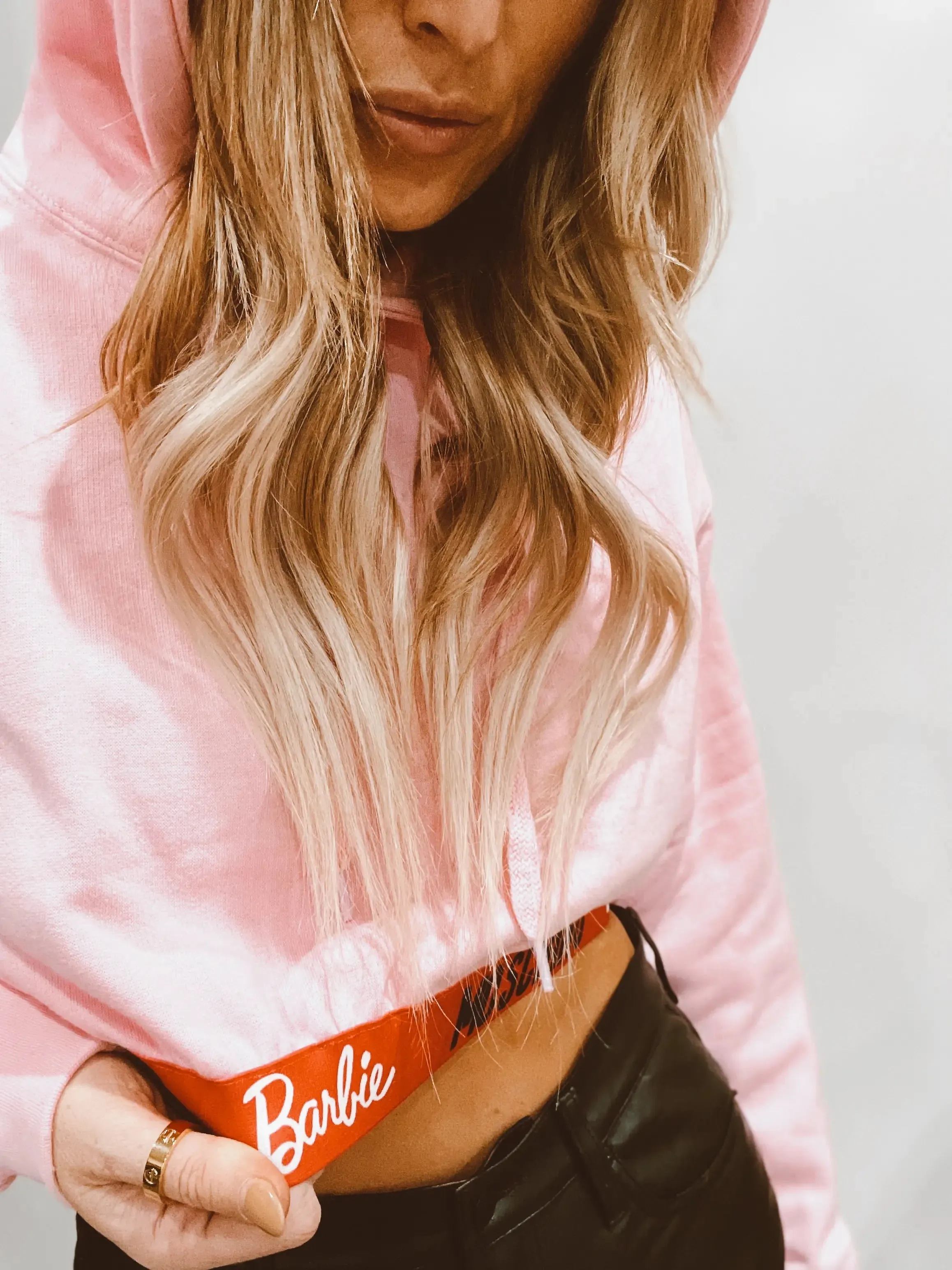 PCH THE LABEL Barbie Girl Super Crop Hoodie - Pink