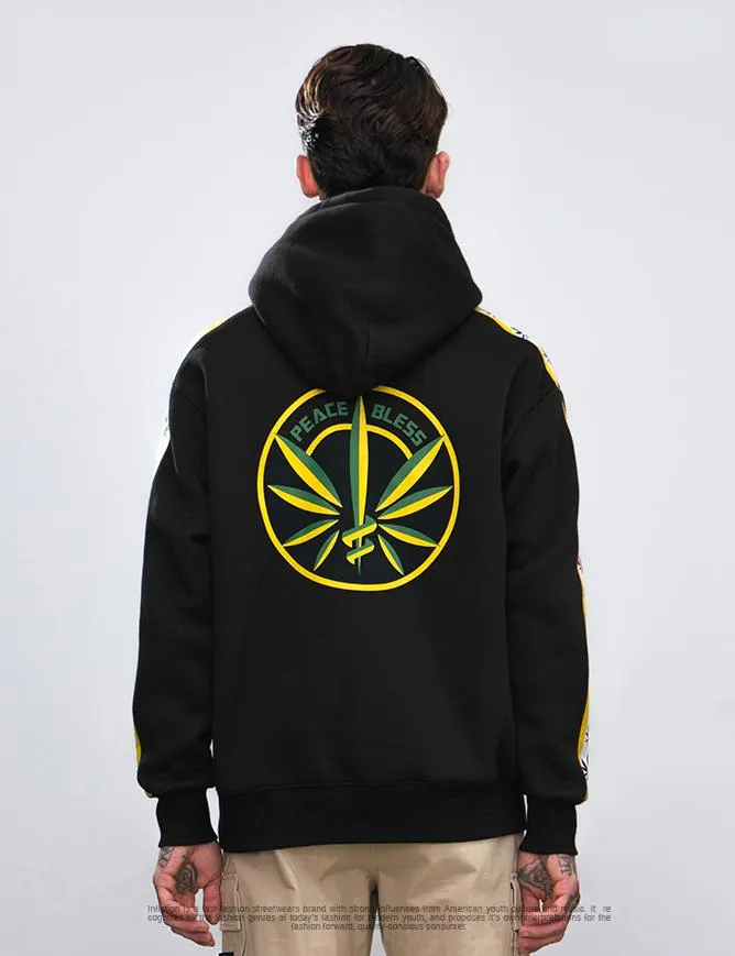 Peace Bless Printed Fleece Hoodie