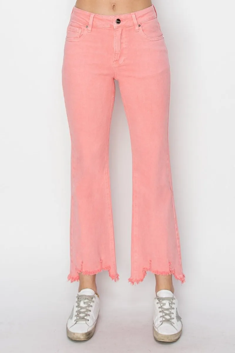 Peach "RISEN" Fringe Bootcut Denim