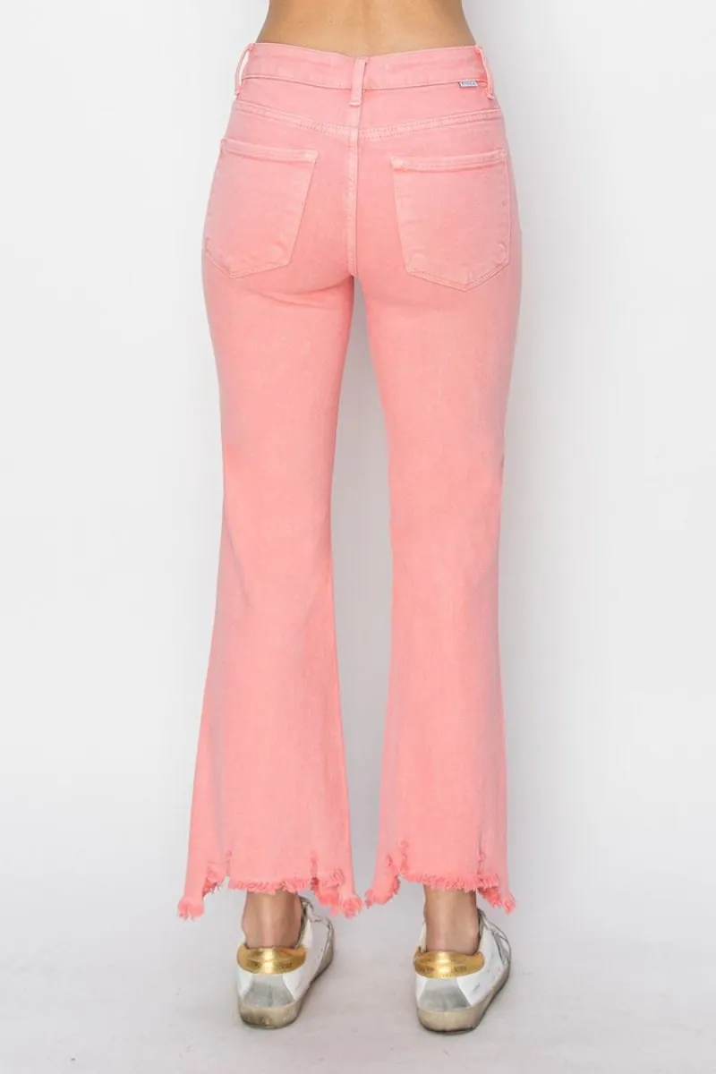 Peach "RISEN" Fringe Bootcut Denim