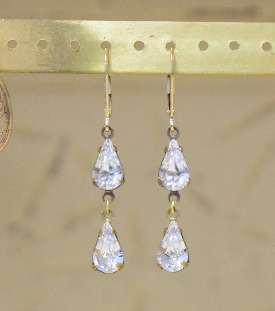 Pear-cut Crystal Droplet Earrings