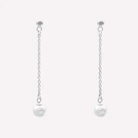 PEARL DANGLE CLIP-ON EARRINGS IN SILVER