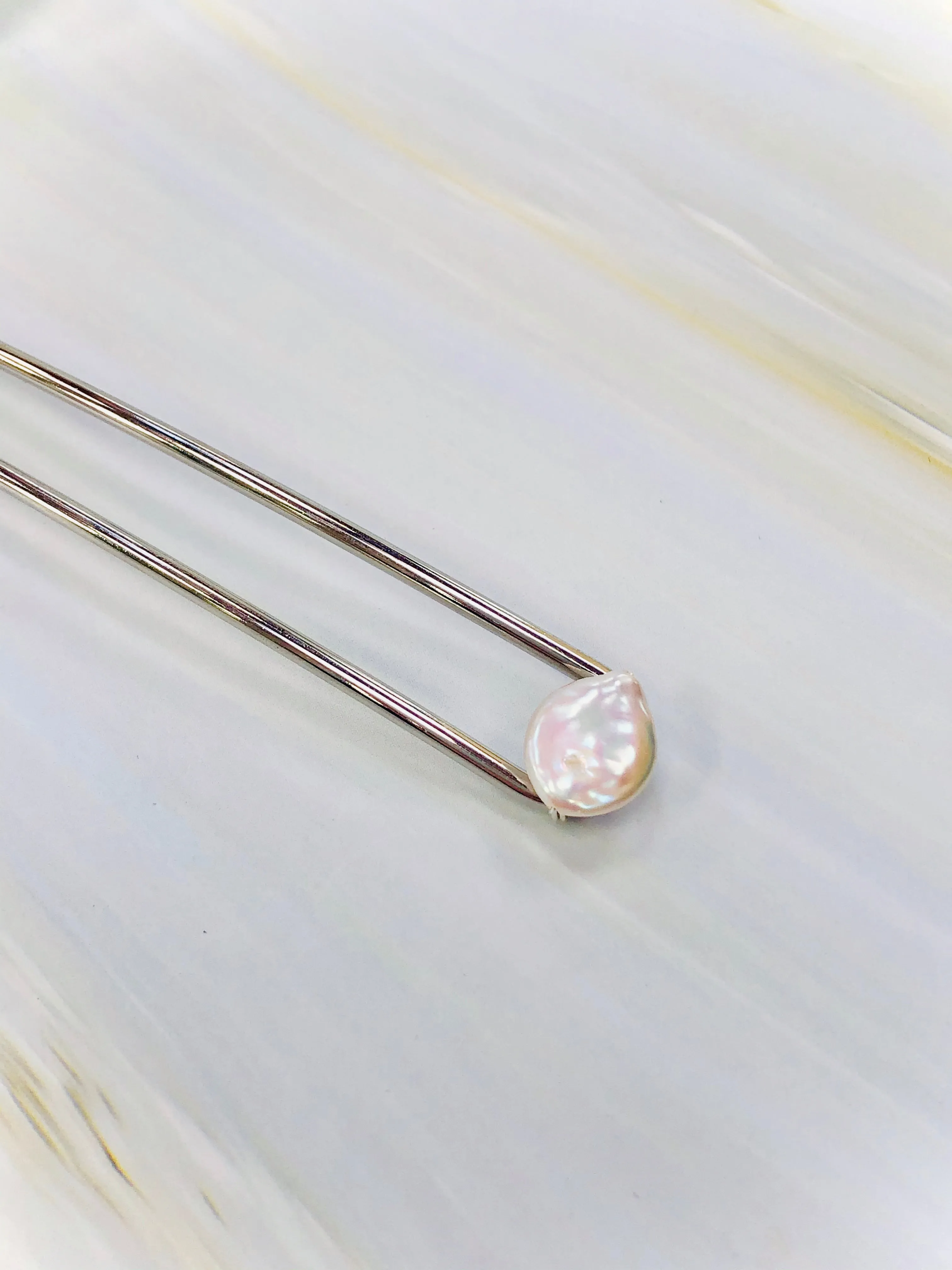 Pearl Hair Pin, Wedding Hair Pin Bridal Hair Pin, Silver Wedding hair stick