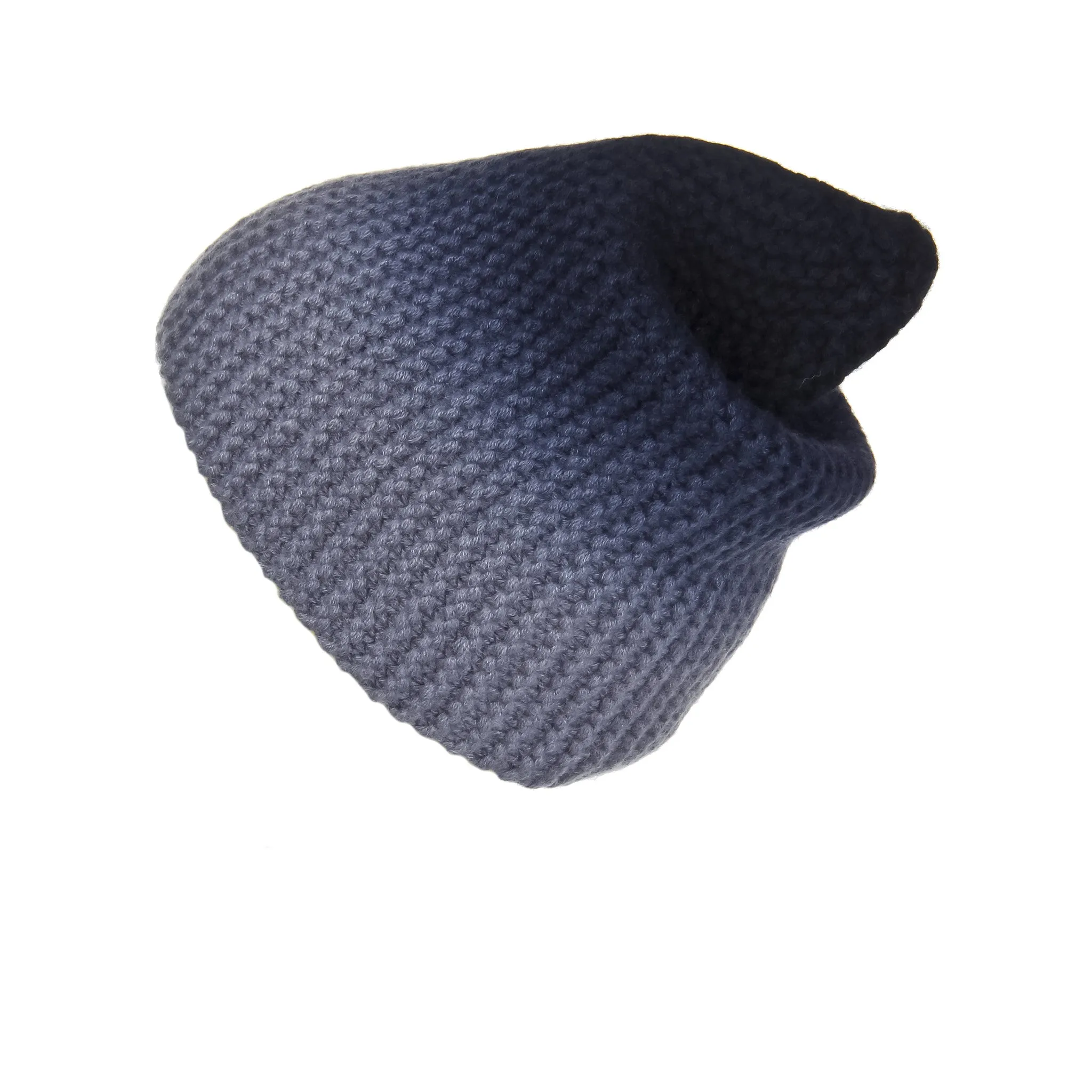 Pearl Stitched Black Ombré Cashmere Hat