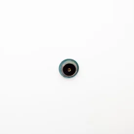 Pearlised Blue, Black & Ivory Round Button - Small