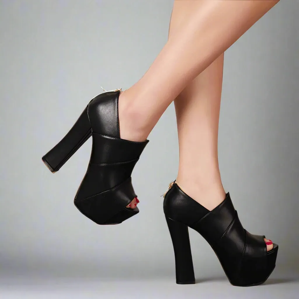 Peep Toe Platform Heels Shoes