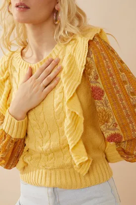 Penelope Ruffled Sweater in Sunrise Yellow