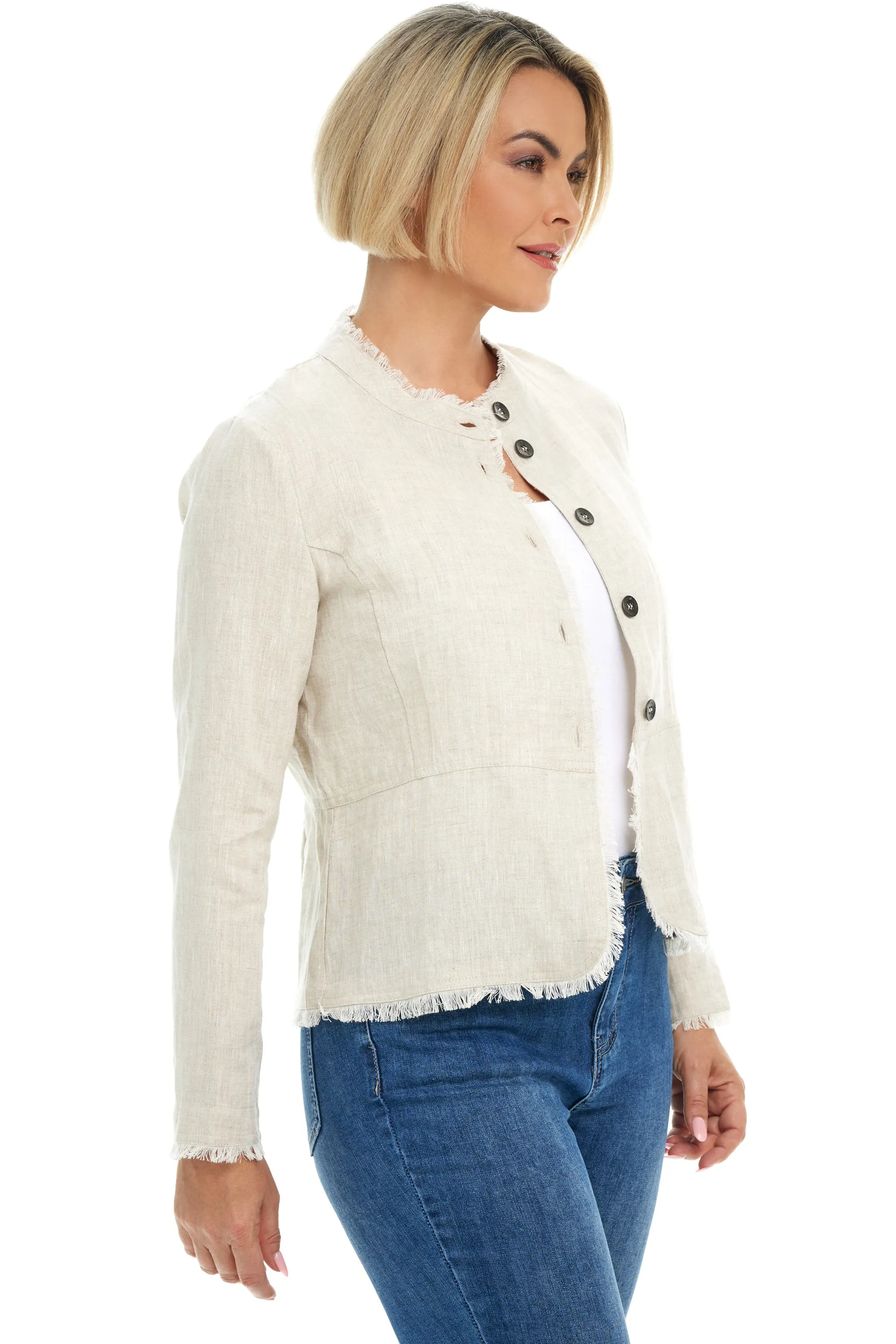 Peplum Hem Linen Jacket