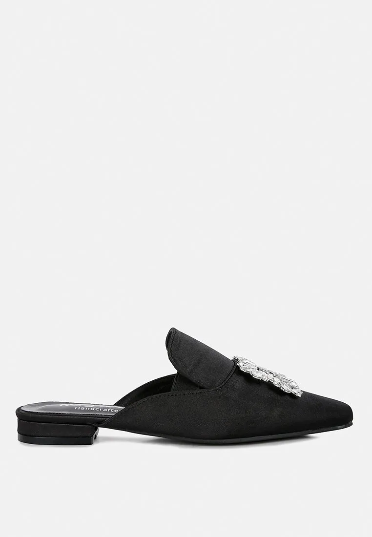 Perrine Diamante Brooch Slip On Mules