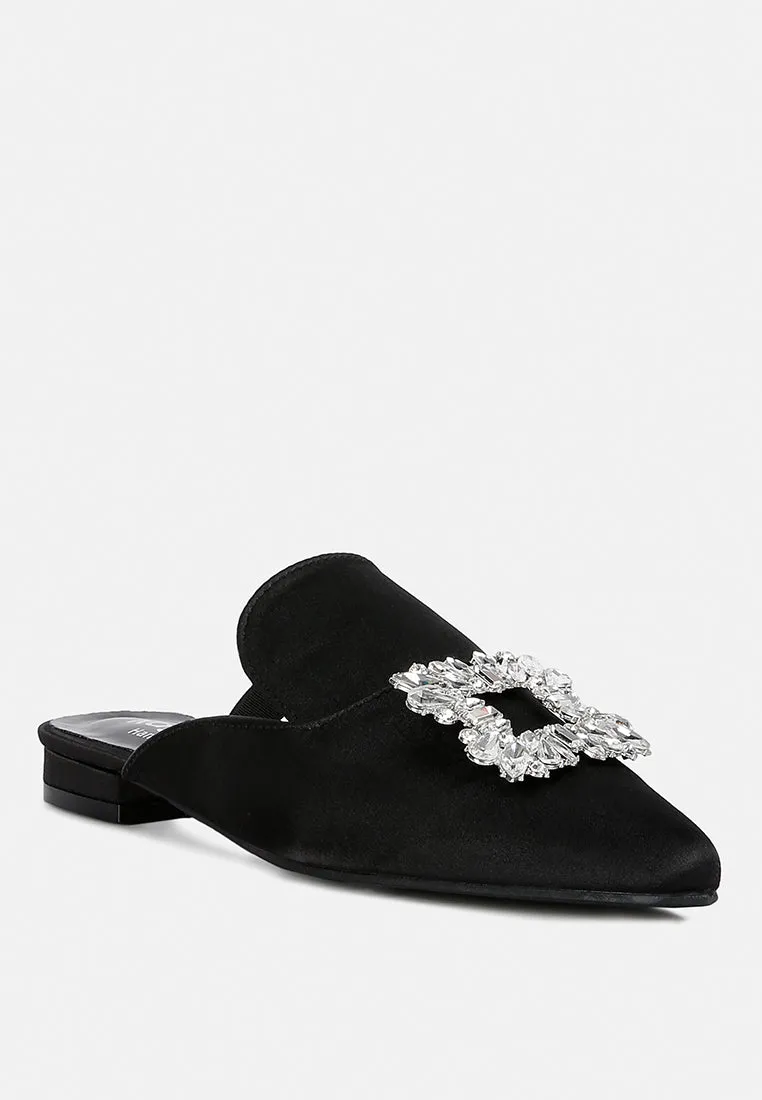 Perrine Diamante Brooch Slip On Mules