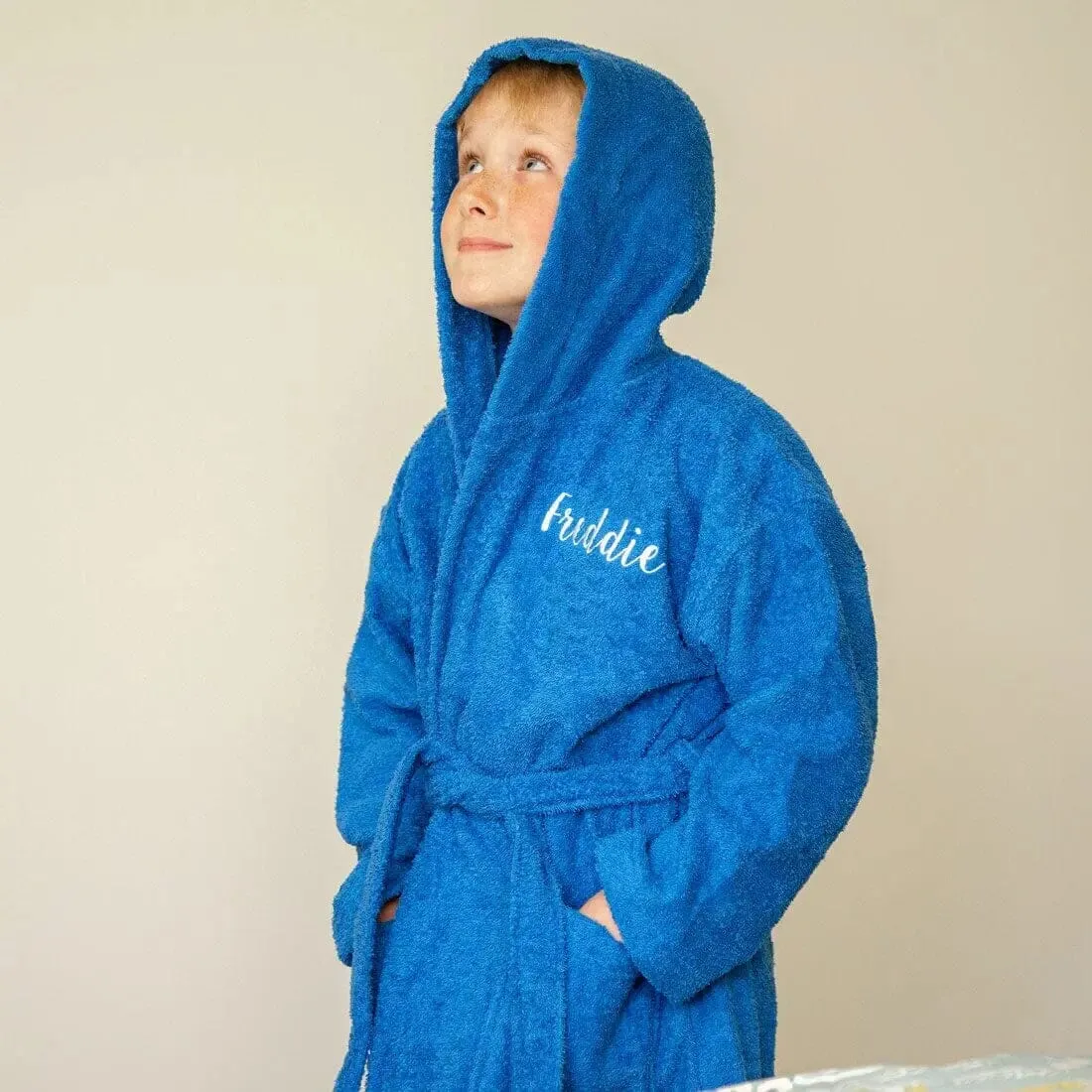 Personalised Children's Hooded Bathrobe Ages 2 to 12 - Front and Back Embroidery