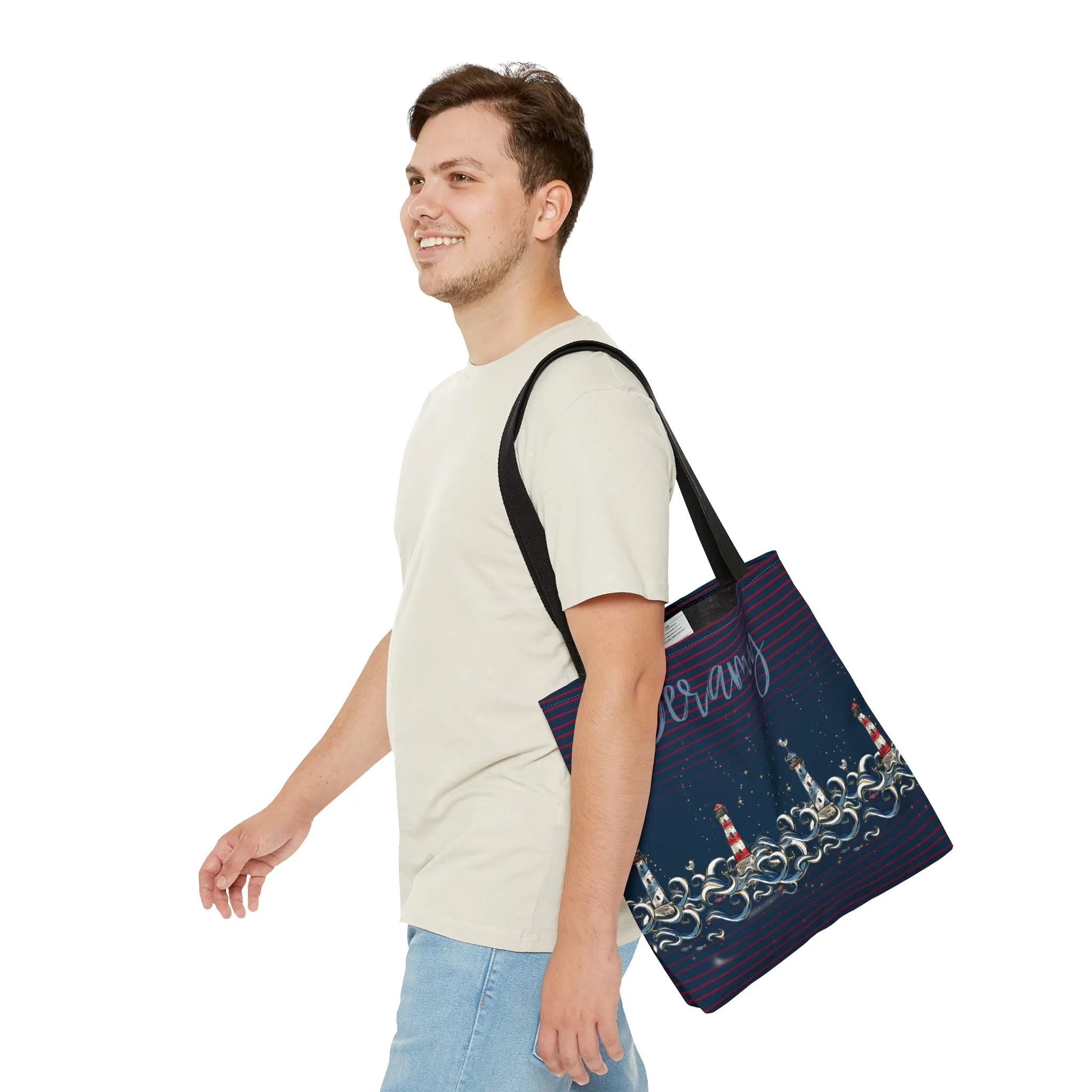 Personalised Nautical Tote Bag, Lighthouse Tote Bag