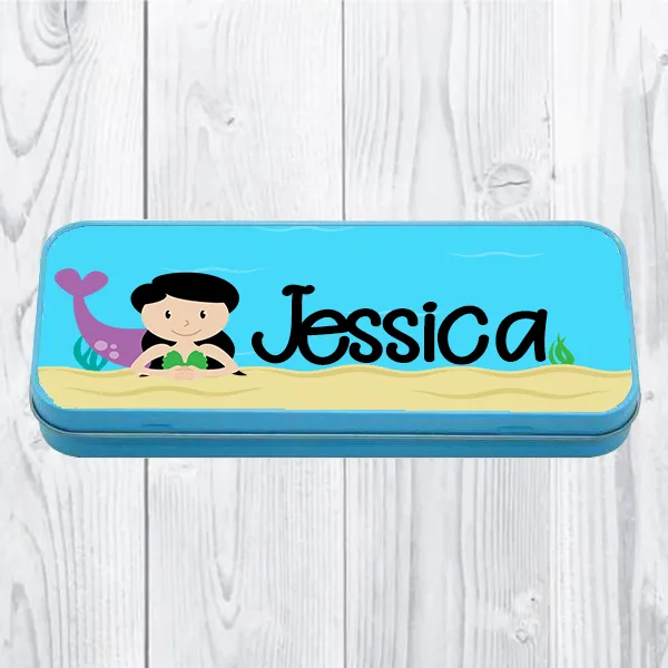 Personalised Printed Mermaid School Pencil Tin