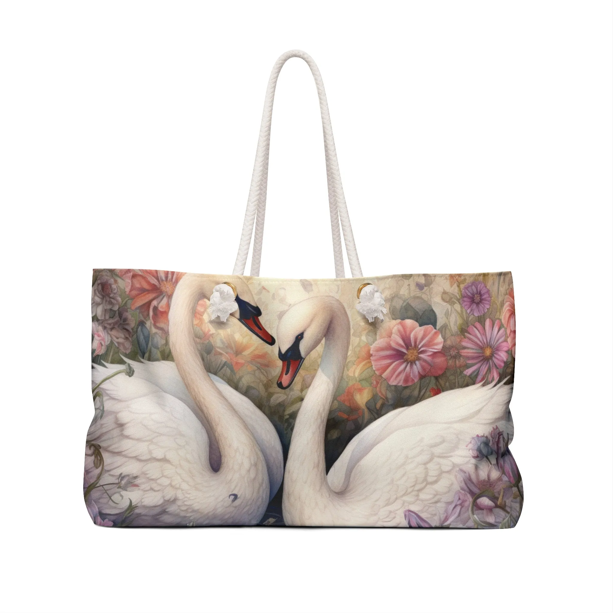 Personalised/Non-Personalised Weekender Bag, Swan, Large Weekender Bag, Beach Bag, Book Bag