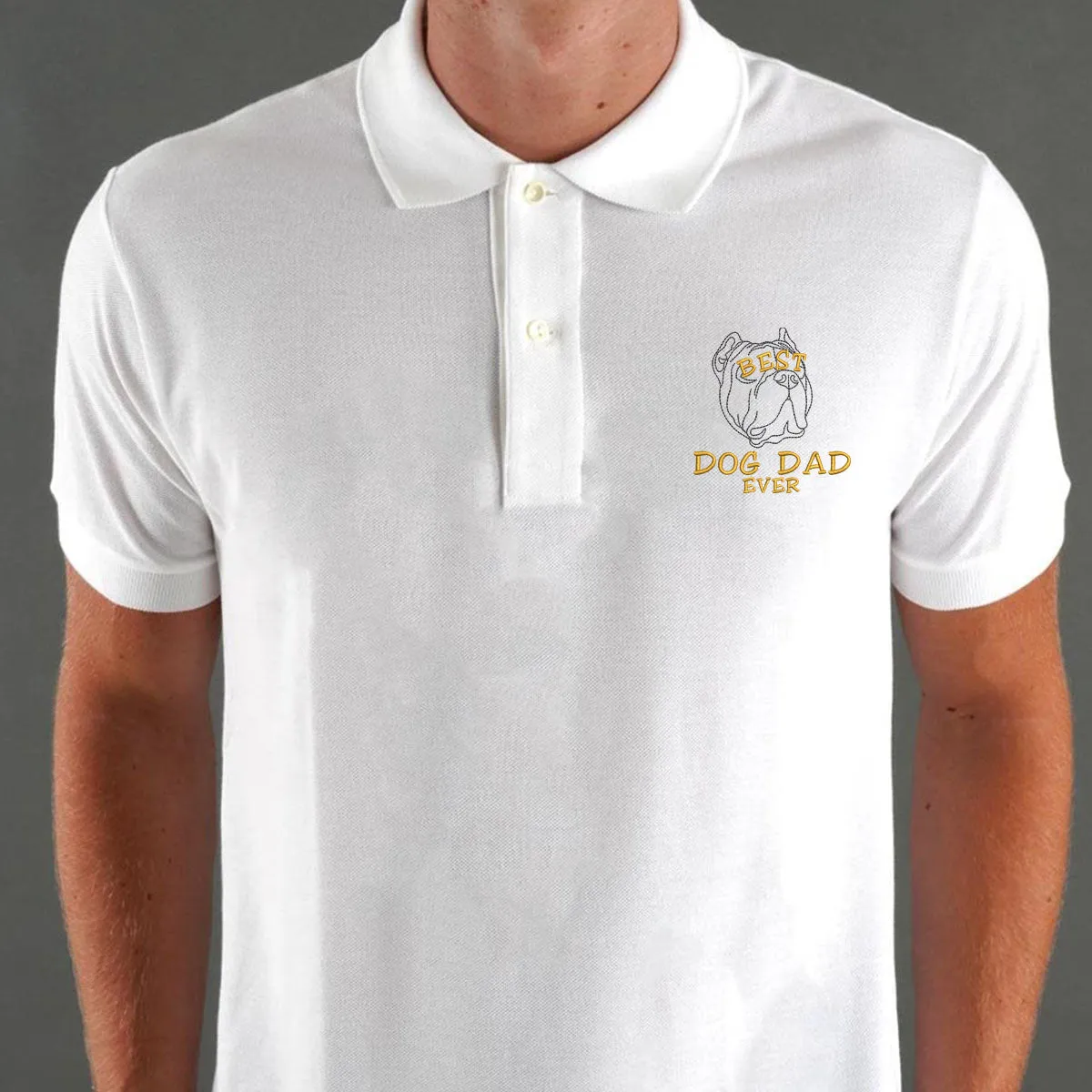 Personalized Best Pitbull Dog Dad Ever Embroidered  Polo Shirt, Custom Polo Shirt with Dog Name, Best Gifts for Pitbull Lovers