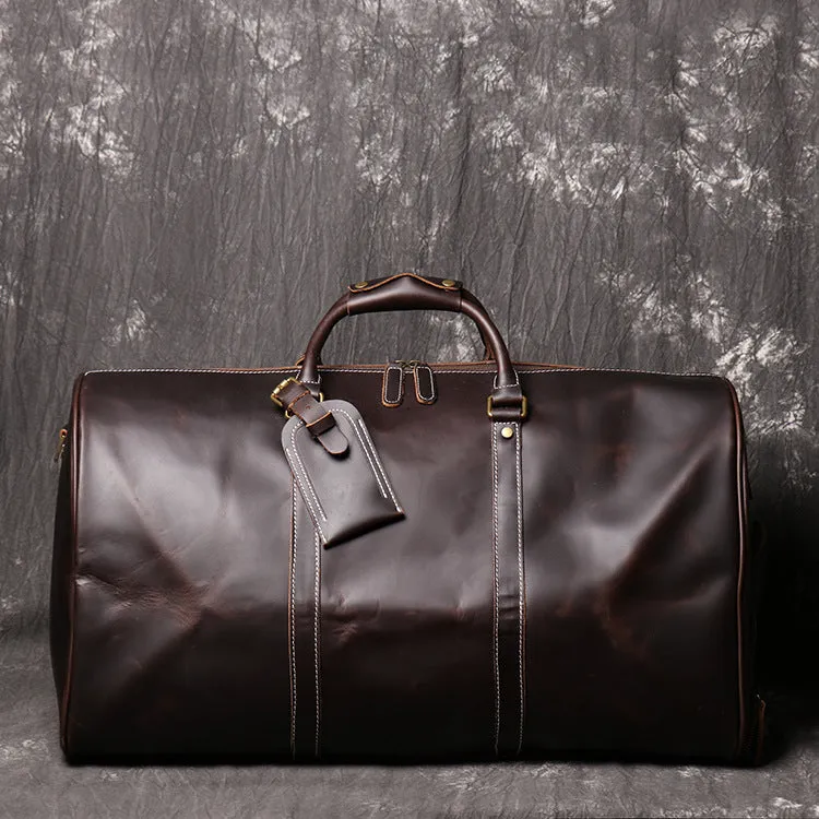 Personalized Full Grain Leather Duffle Bag with shoe Compartment