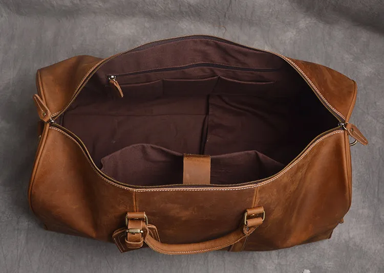 Personalized Full Grain Leather Duffle Bag with shoe Compartment