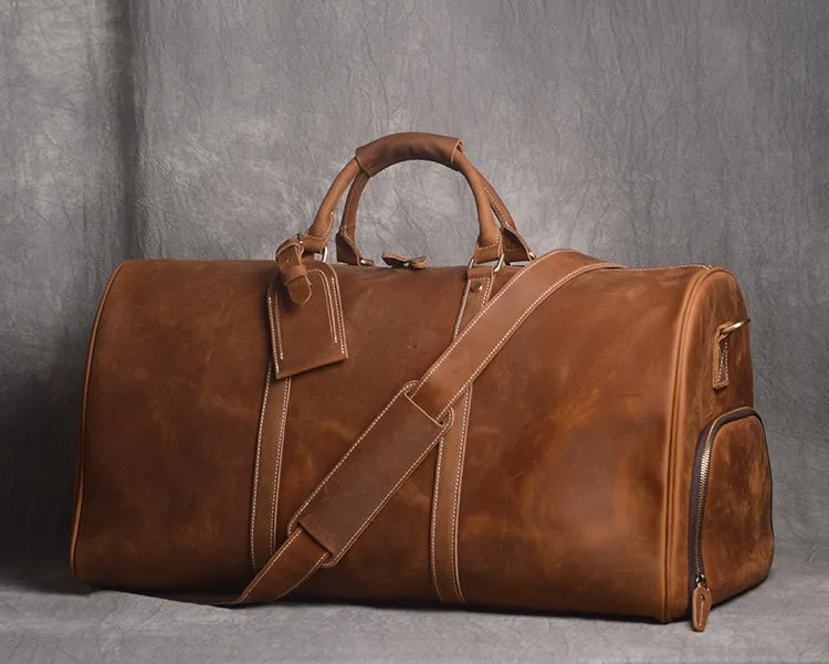 Personalized Full Grain Leather Duffle Bag with shoe Compartment