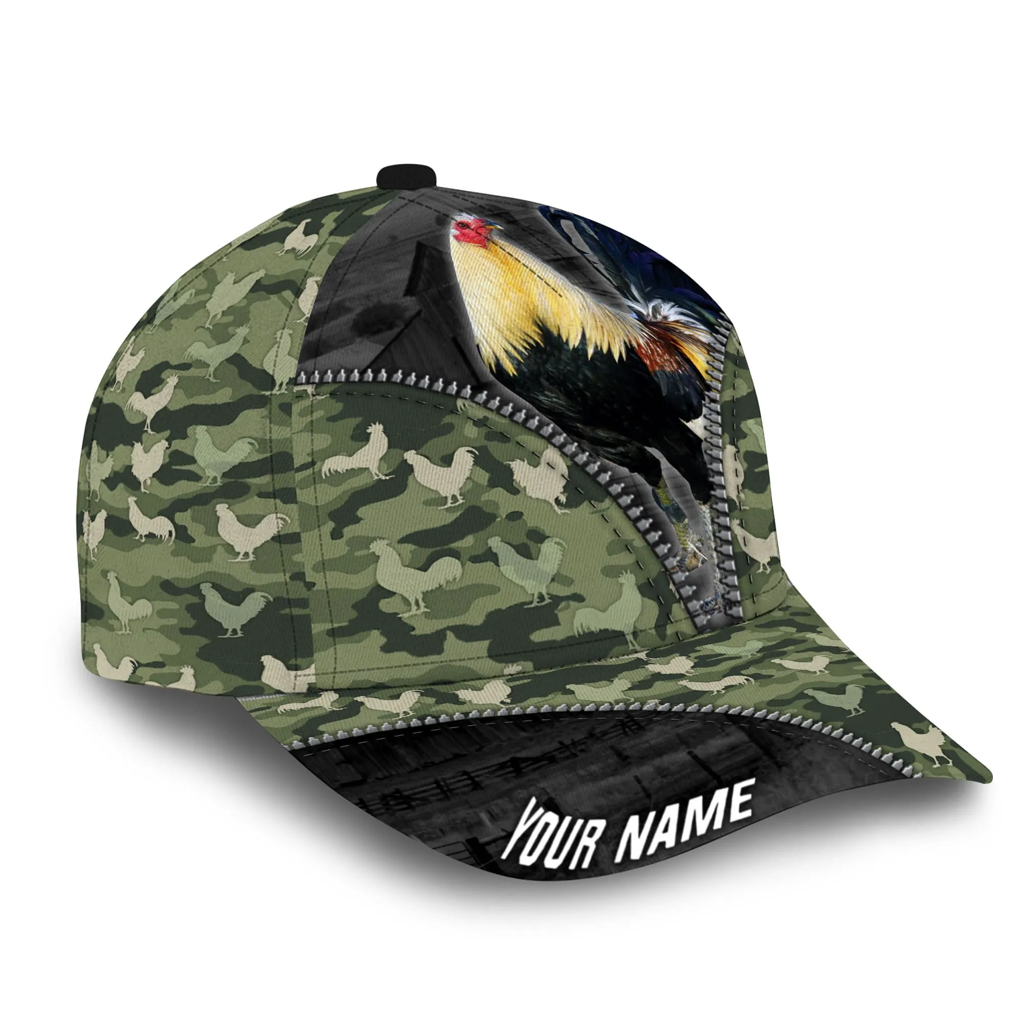 Personalized Full Printed 3D Hat Premium Unique Cap Camo Pattern Rooster, Chicken Cap Hat, Gift To Rooster Lover