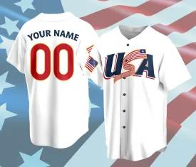 Personalized Name USA Flag Baseball Jersey For Female Baseball Fans,American Patriotic Gift For Baseball Lovers In The US,4th Of July Jersey