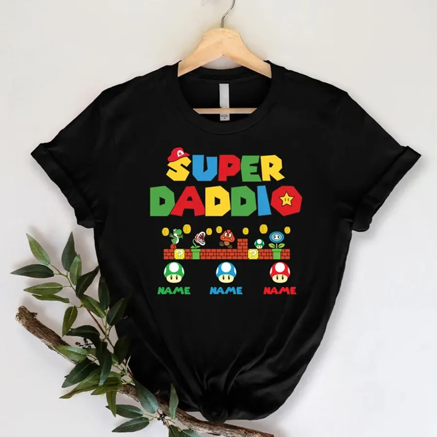 Personalized Super Daddio Game Shirt, Custom Kids Name Dad Shirt, Funny Father's Day Daddio Shirt, Super Dad Gamer Shirt, Personalized Kids