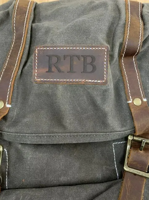 Personalized Waxed Canvas Travel Backpack School Backpack Hiking Rucksack Laptop Backpack