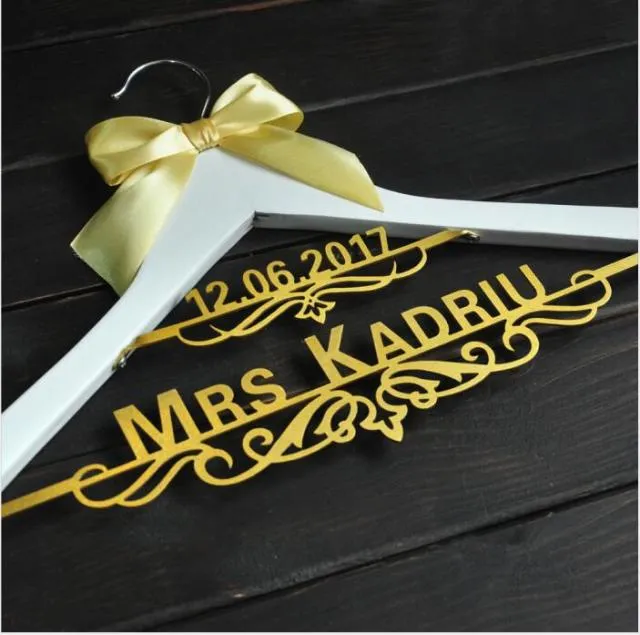 Personalized Wedding Hanger with Name and Date - Bridal Dress or Suit Hanger