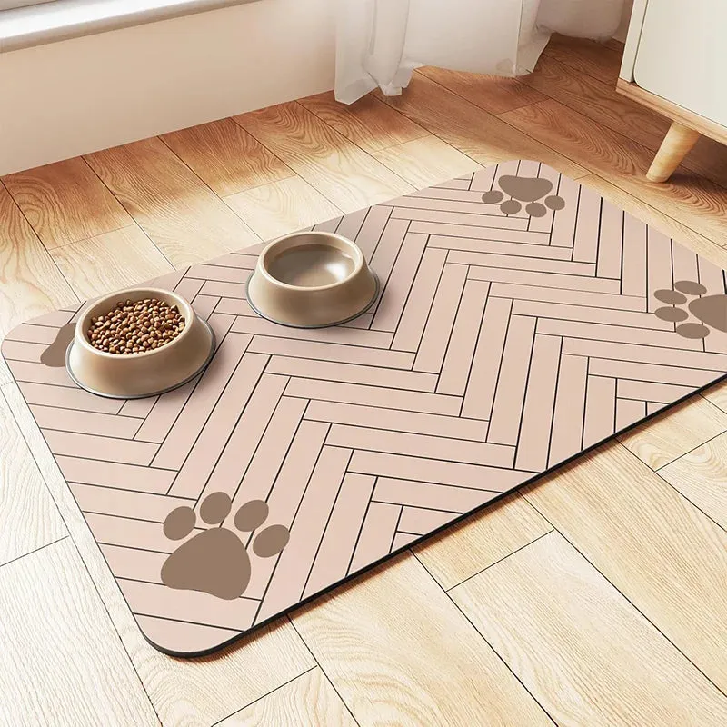 Pet Feeding Mat - Absorbent Quick-Dry Placemat for Dog and Cat Food & Water Bowls with Waterproof Rubber Backing