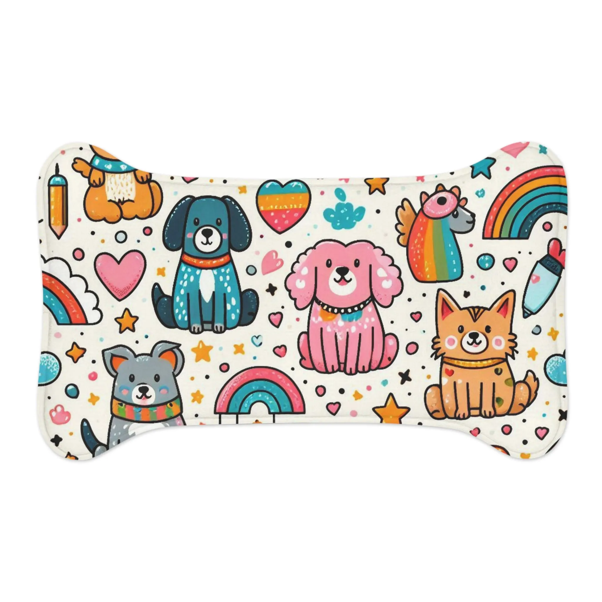 Pet Feeding Mats - Dogs Rainbows Stars and Hearts