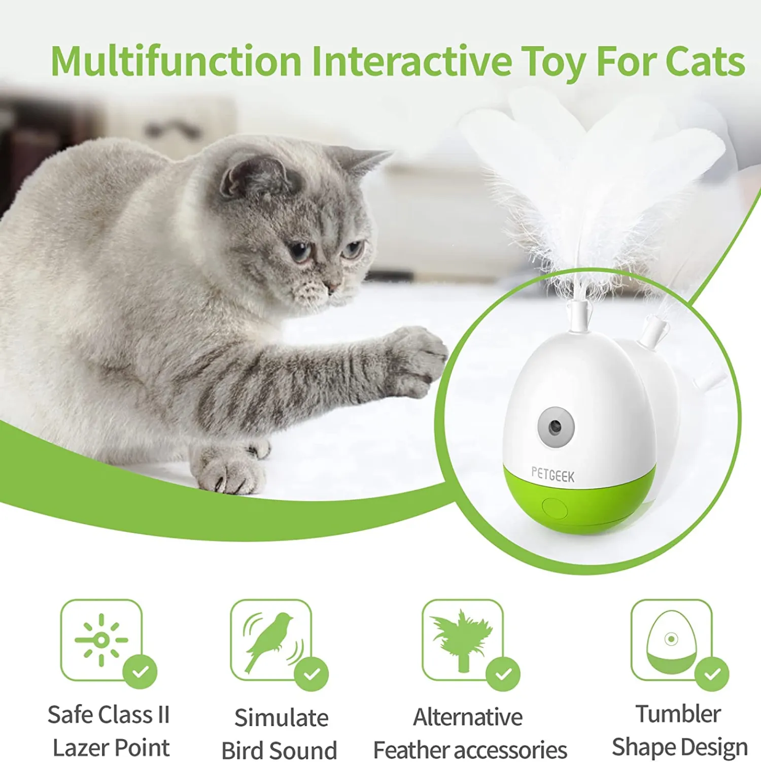 Pet Geek Egg Laser Tumbler Toy for Cats