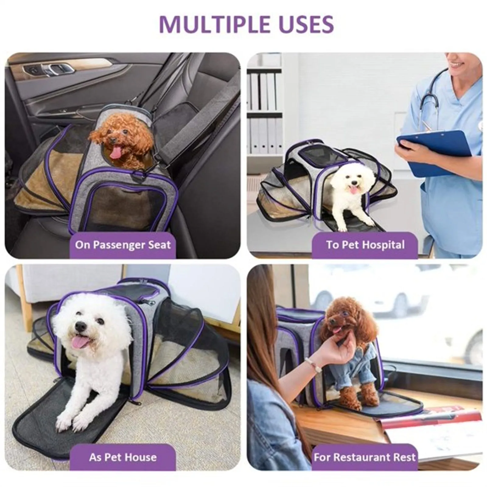 Pet Travel Bag Safe Airline Approved Expandable Foldable Soft-Sided Dog Carrier