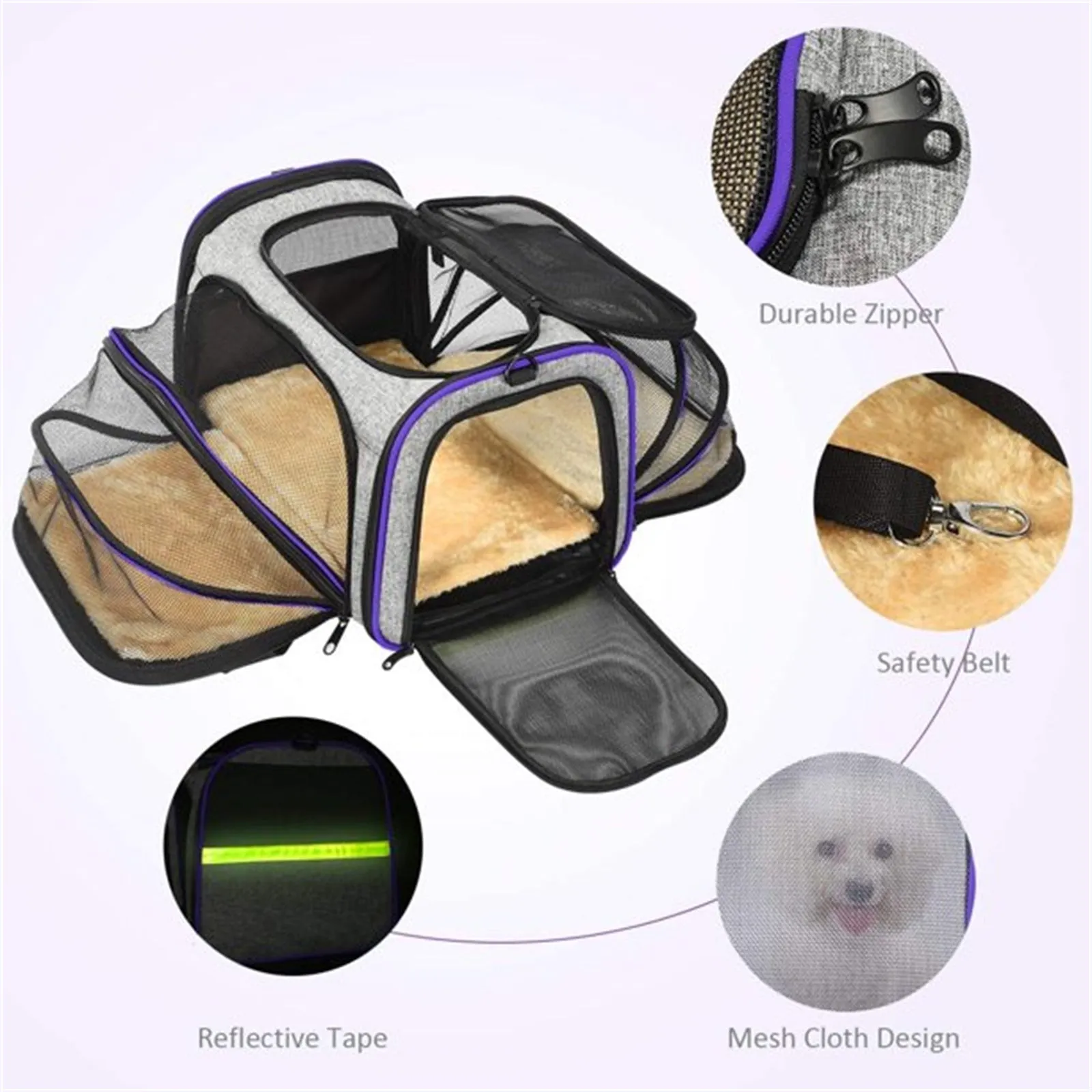 Pet Travel Bag Safe Airline Approved Expandable Foldable Soft-Sided Dog Carrier